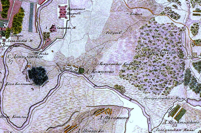 Сукино болото на плане местности от 1823 года