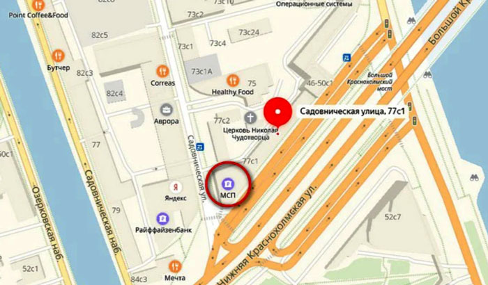 Место взрыва дома на Садовнической улице, 77 на Яндекс.Картах