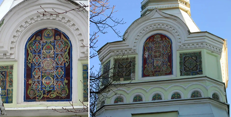 Изразцы на фасадах Царского павильона на Ходынке