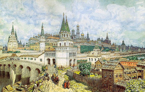 Всехсвятский мост у стен Кремля на картине А.В. Васнецова