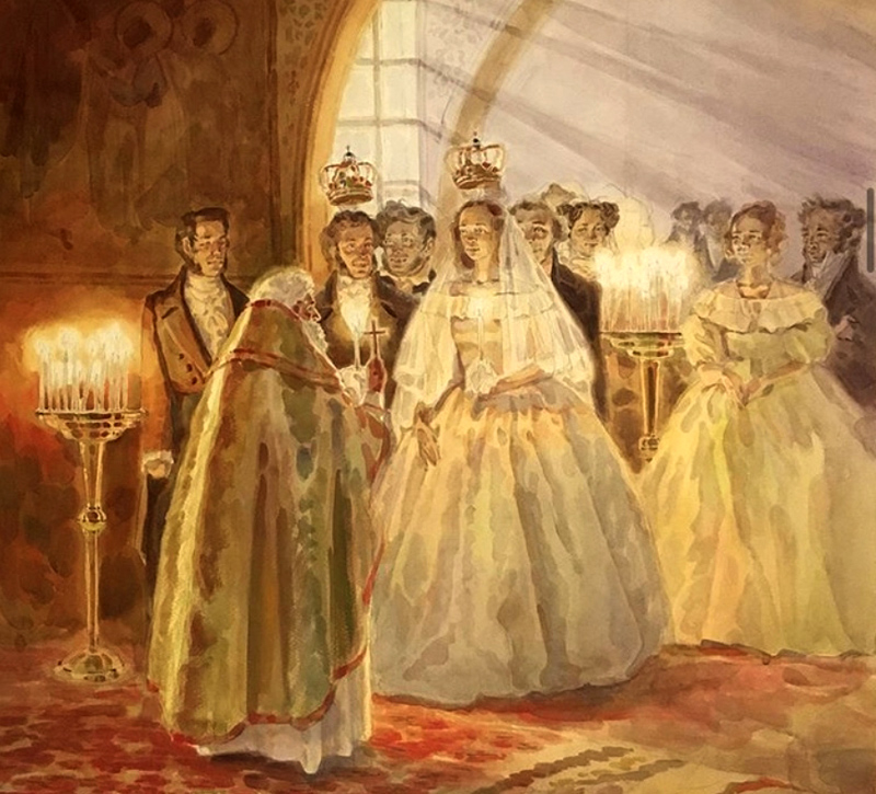 Венчание Пушкина и Гончаровой в храме Большое Вознесение в Москве